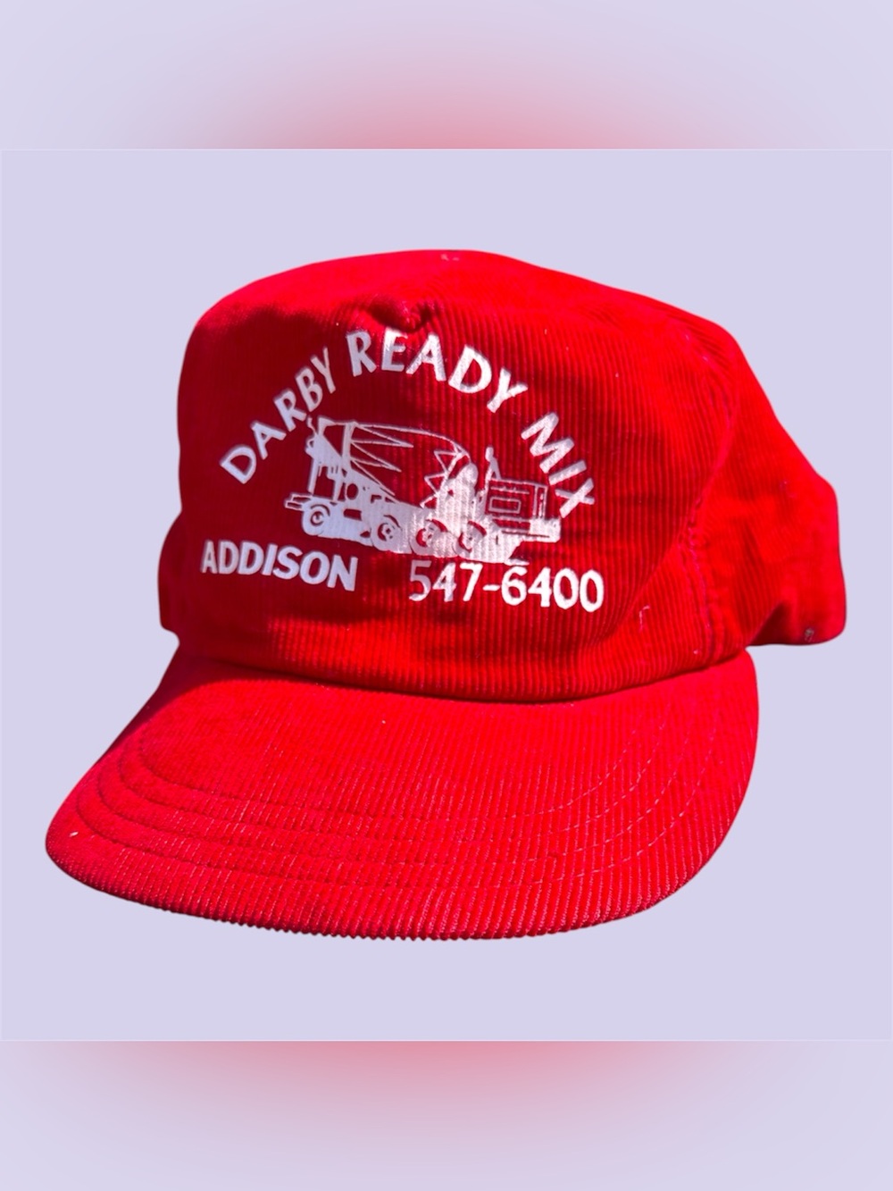 Vintage Cément truck red corduroy snapback